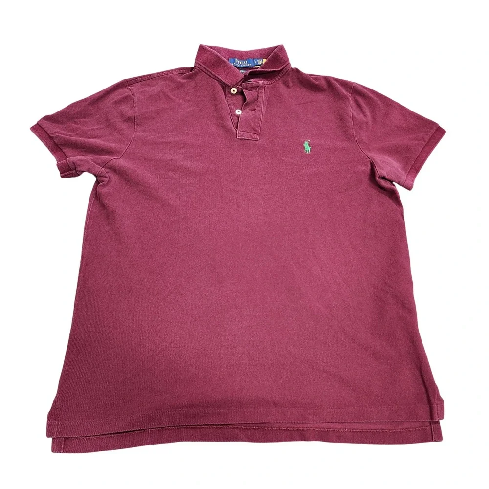 Polo Ralph Lauren Mens Custom Slim Fit Polo Shirt Burgundy Maroon Large